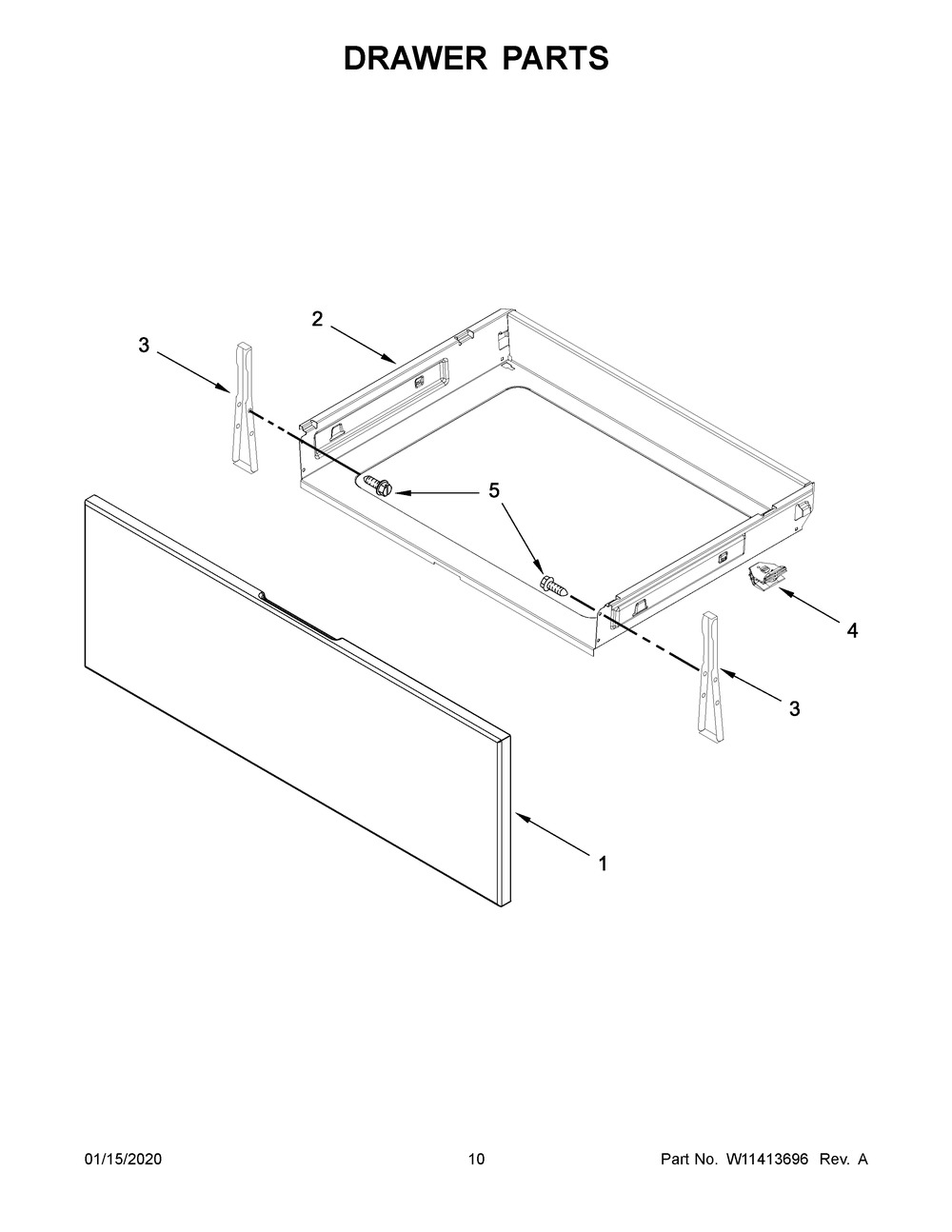 Drawer Parts Diagram and Parts List for YWFE515S0JS0  Whirlpool Range