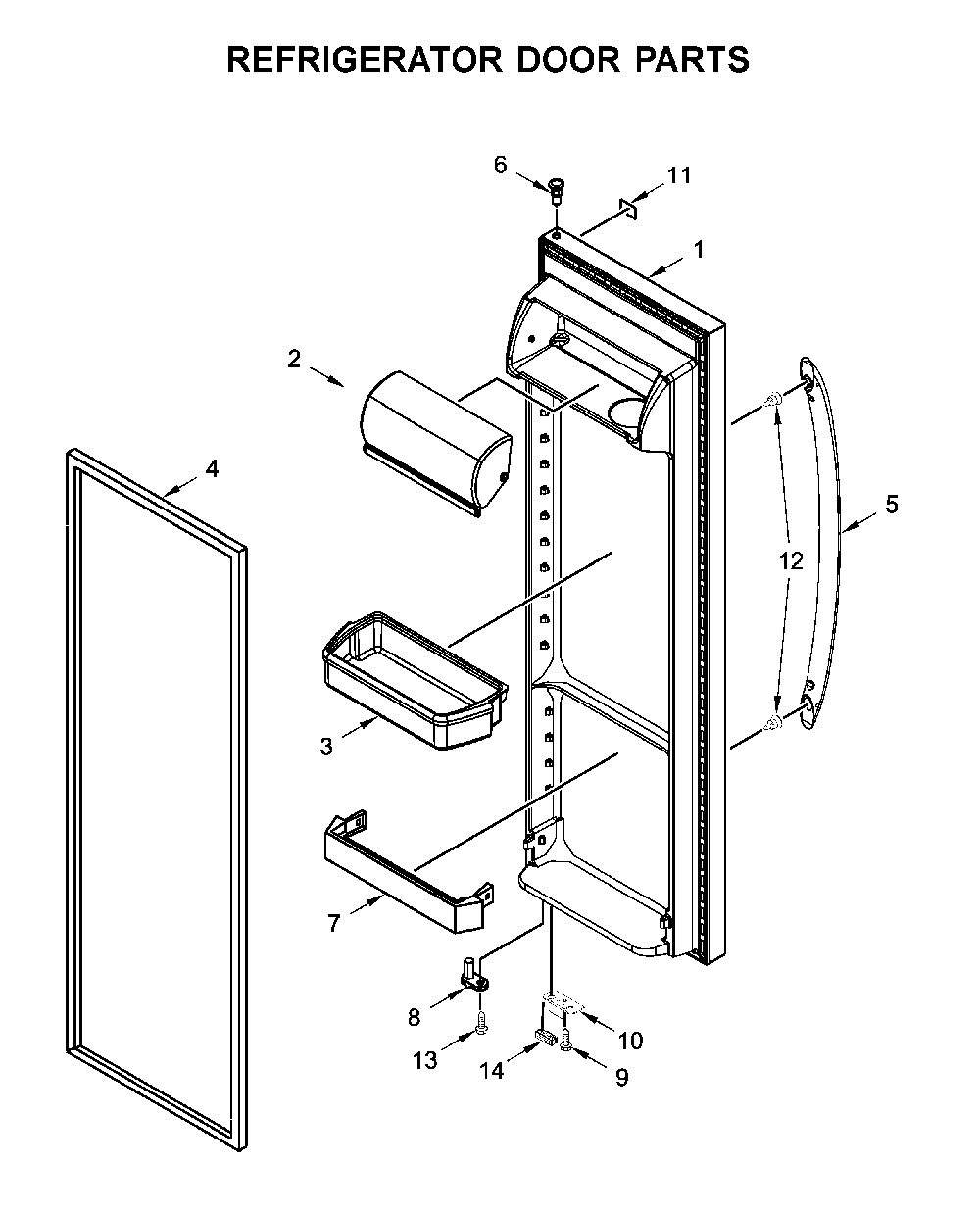 Refrigerator door parts Diagram and Parts List for WRS315SDHT02  Whirlpool Refrigerator