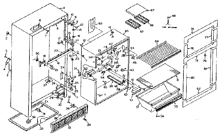 Cabinet Parts Diagram and Parts List for 106N12DS-1  Kenmore Refrigerator