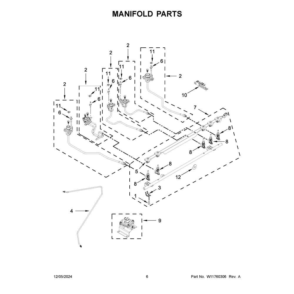 Manifold Parts Diagram and Parts List for KSDB900ESS6  KitchenAid Range