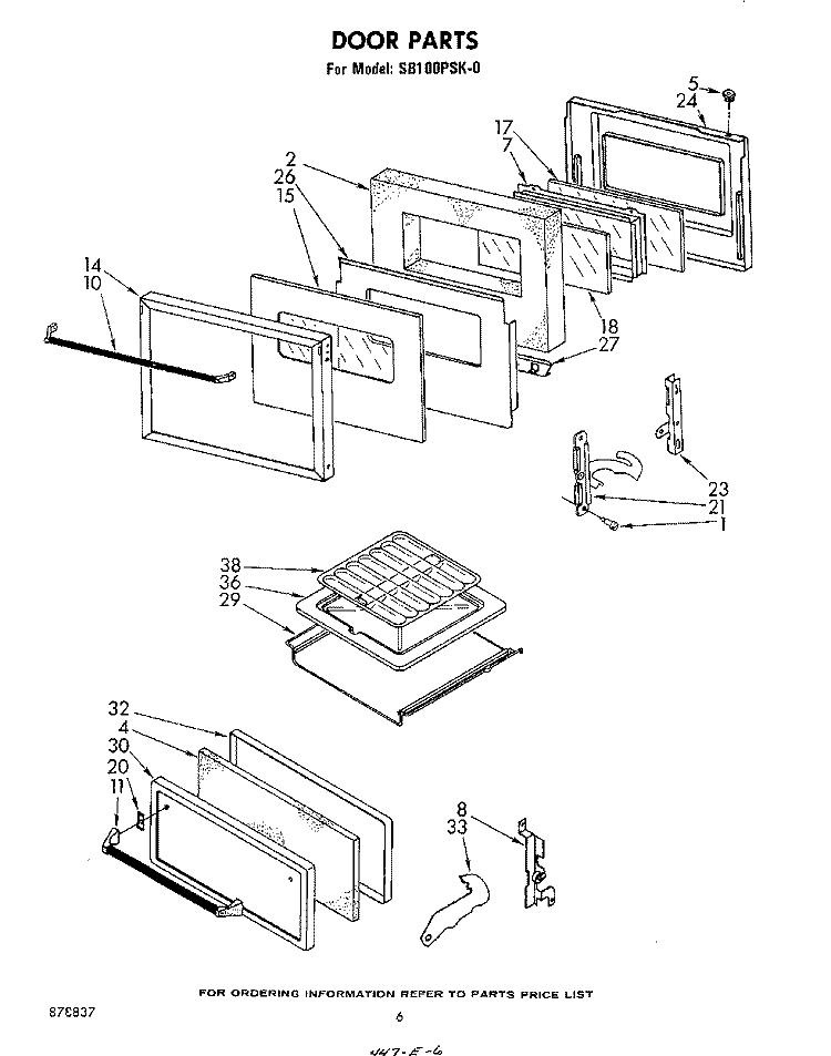 SECTION Diagram and Parts List for SB100PSK0  Whirlpool Wall Oven