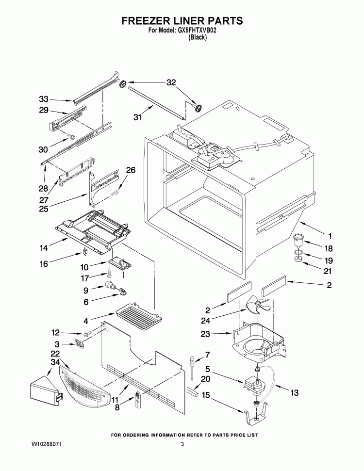 FREEZER LINER PARTS Diagram and Parts List for GX5FHTXVB02  Whirlpool Refrigerator