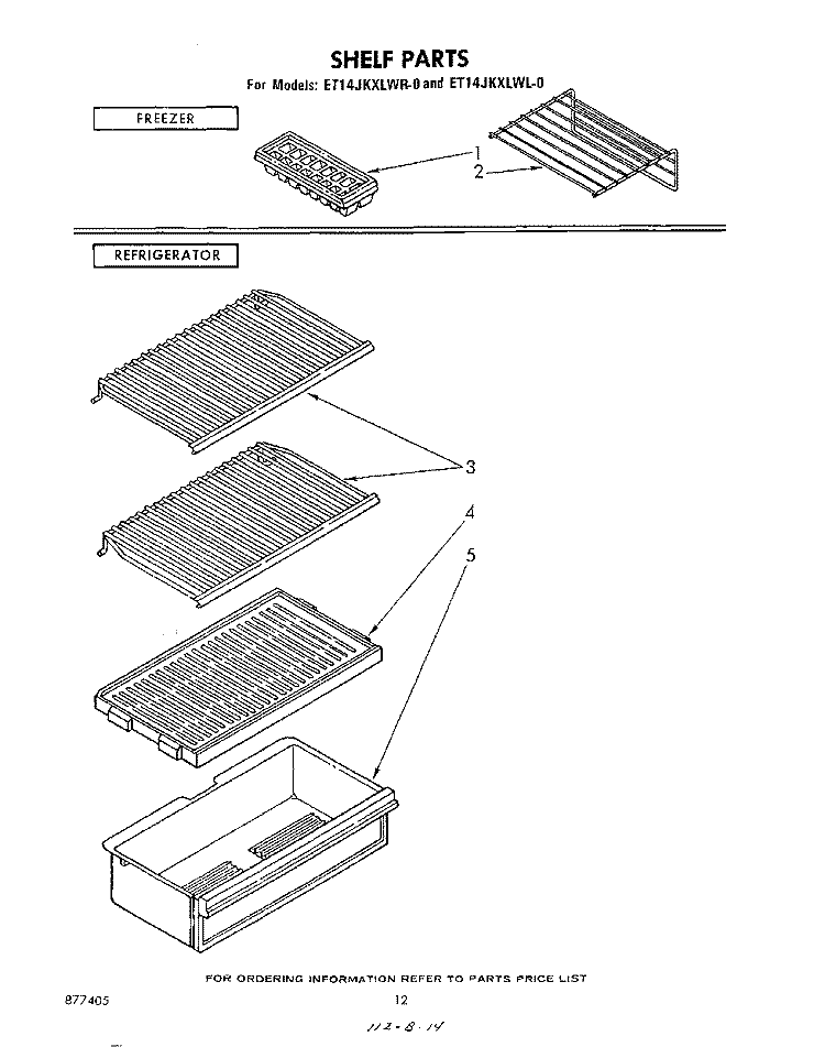 SHELF Diagram and Parts List for ET14JKXLWR0  Whirlpool Refrigerator