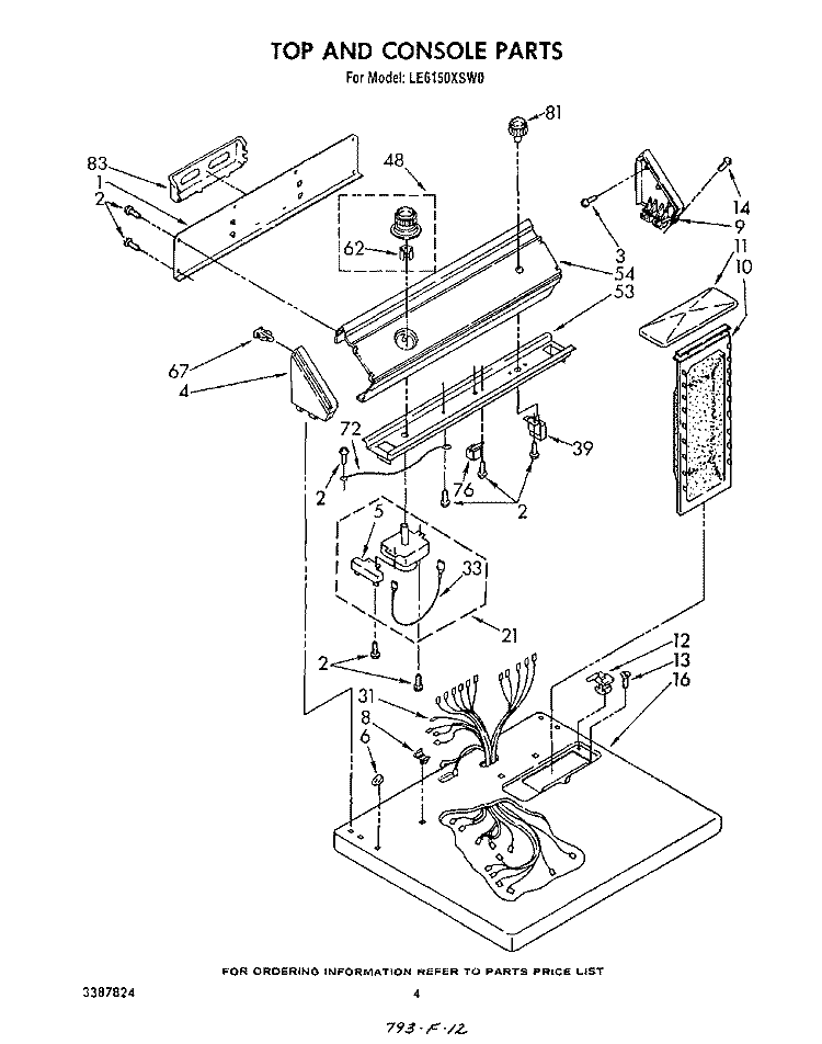 SECTION Diagram and Parts List for LE6150XSW0  Whirlpool Dryer