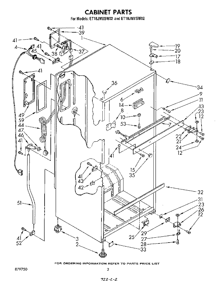 CABINET Diagram and Parts List for ET18JMYSG02  Whirlpool Refrigerator
