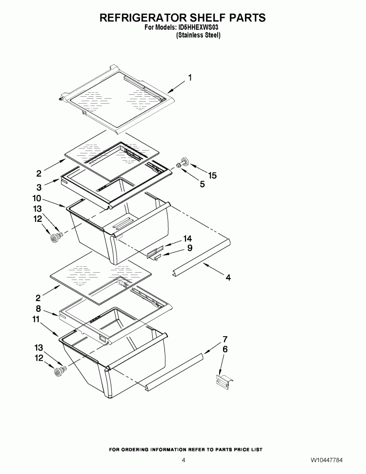 REFRIGERATOR SHELF PARTS Diagram and Parts List for ID5HHEXWS03  Whirlpool Refrigerator