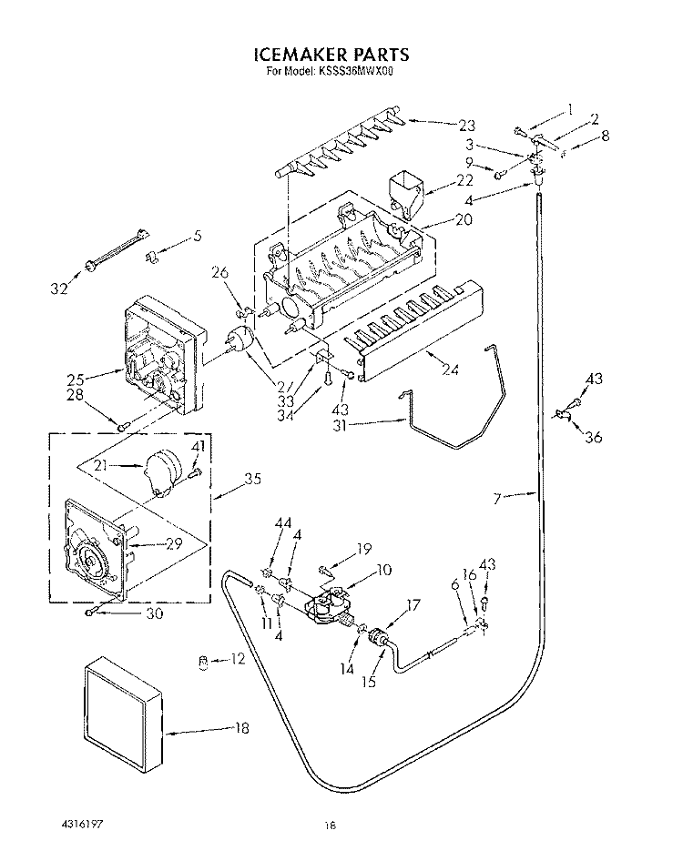 ICEMAKER, LIT/OPTIONAL Diagram and Parts List for KSSS36MWX00  KitchenAid Refrigerator
