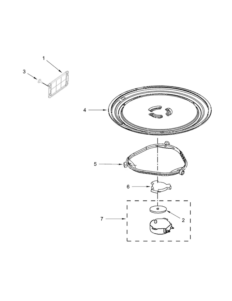 Turntable Parts Diagram and Parts List for UMV1160CB2  Whirlpool Microwave