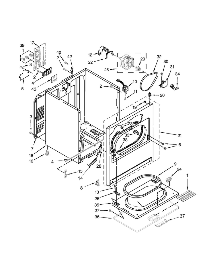 Cabinet Parts Diagram and Parts List for WED5000DW2  Whirlpool Dryer