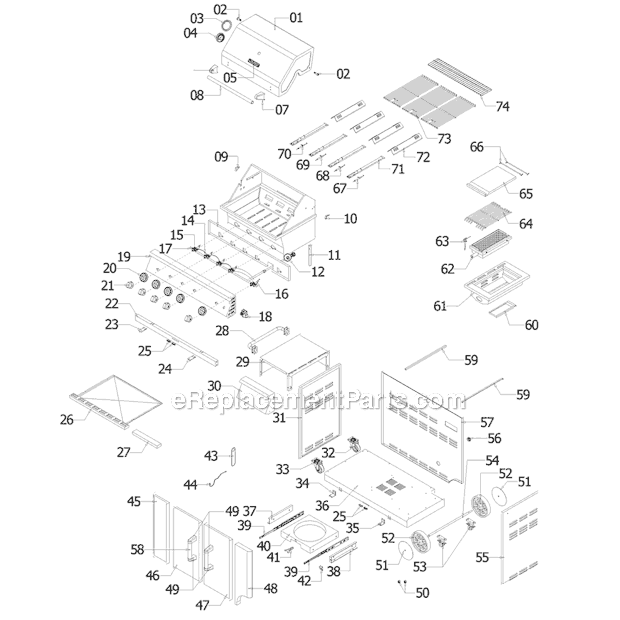 Page A Diagram and Parts List for 720-0336D  KitchenAid Grill