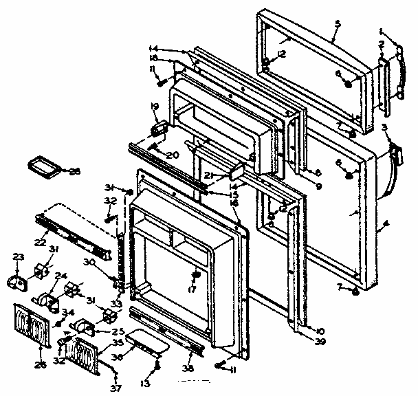 Door Parts Diagram and Parts List for 106W14EIM5  Kenmore Refrigerator