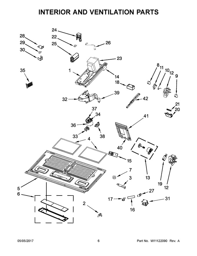 Interior And Ventilation Parts Diagram and Parts List for YKMHC319EBS0  KitchenAid Microwave
