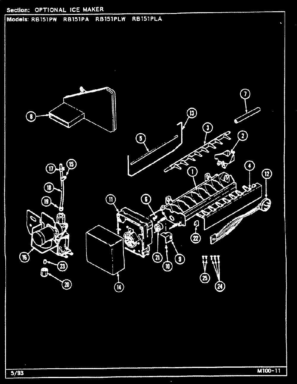 03 - Optional Ice Maker Diagram and Parts List for RB151PLW  Whirlpool Refrigerator