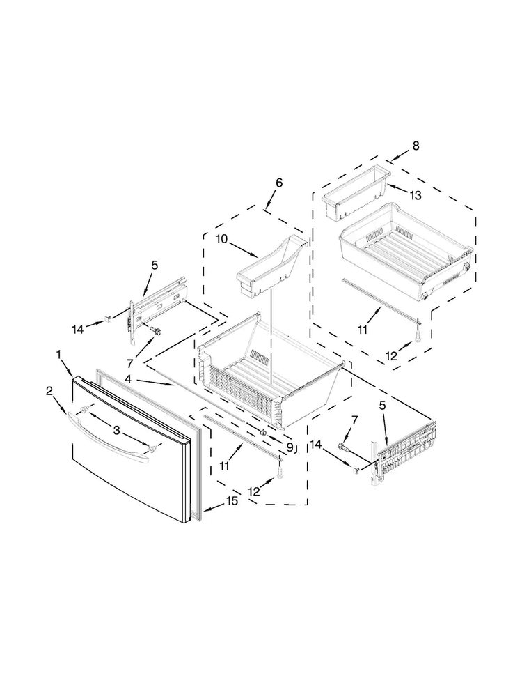Freezer Door Parts Diagram and Parts List for WRF757SDEE00  Whirlpool Refrigerator