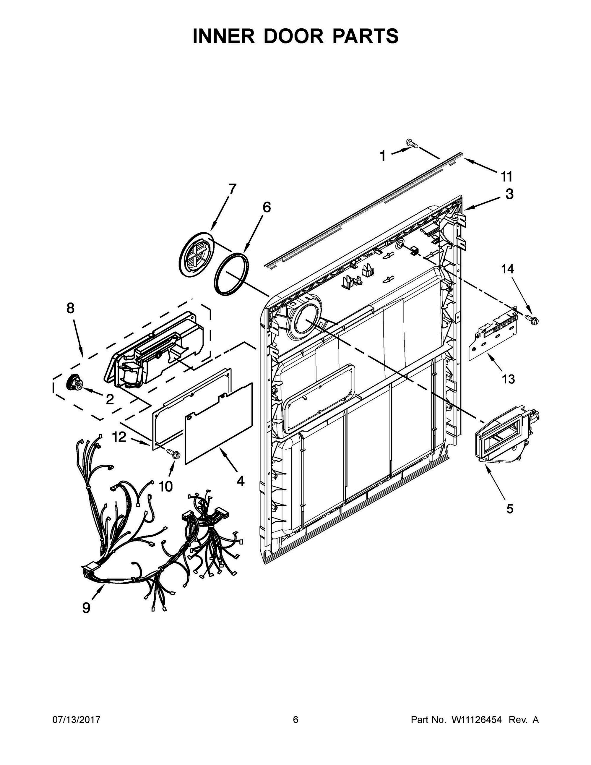 04 - INNER DOOR PARTS Diagram and Parts List for ADB1500ADS4  Whirlpool Dishwasher