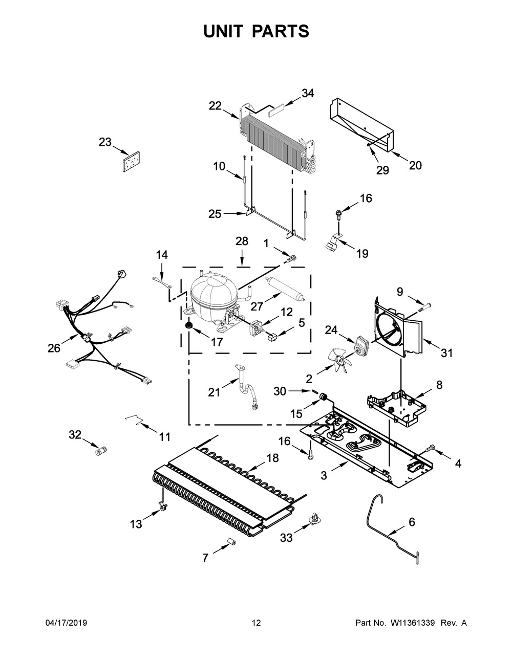 Unit Parts Diagram and Parts List for WRF555SDHV02  Whirlpool Refrigerator