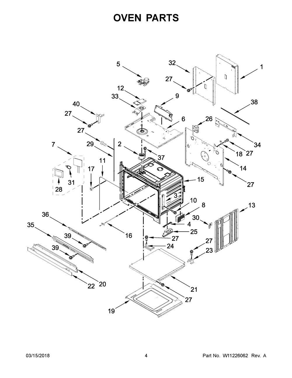 Oven Parts Diagram and Parts List for KODT107ESS02  Whirlpool Wall Oven