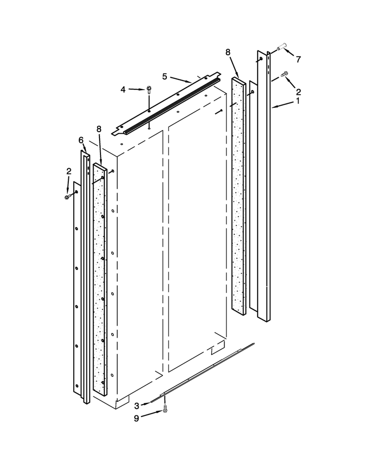 Cabinet Trim Parts Diagram and Parts List for KSSC48FTS20  KitchenAid Refrigerator