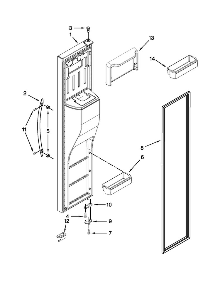 Freezer Door Parts Diagram and Parts List for WRS321CDBM00  Whirlpool Refrigerator