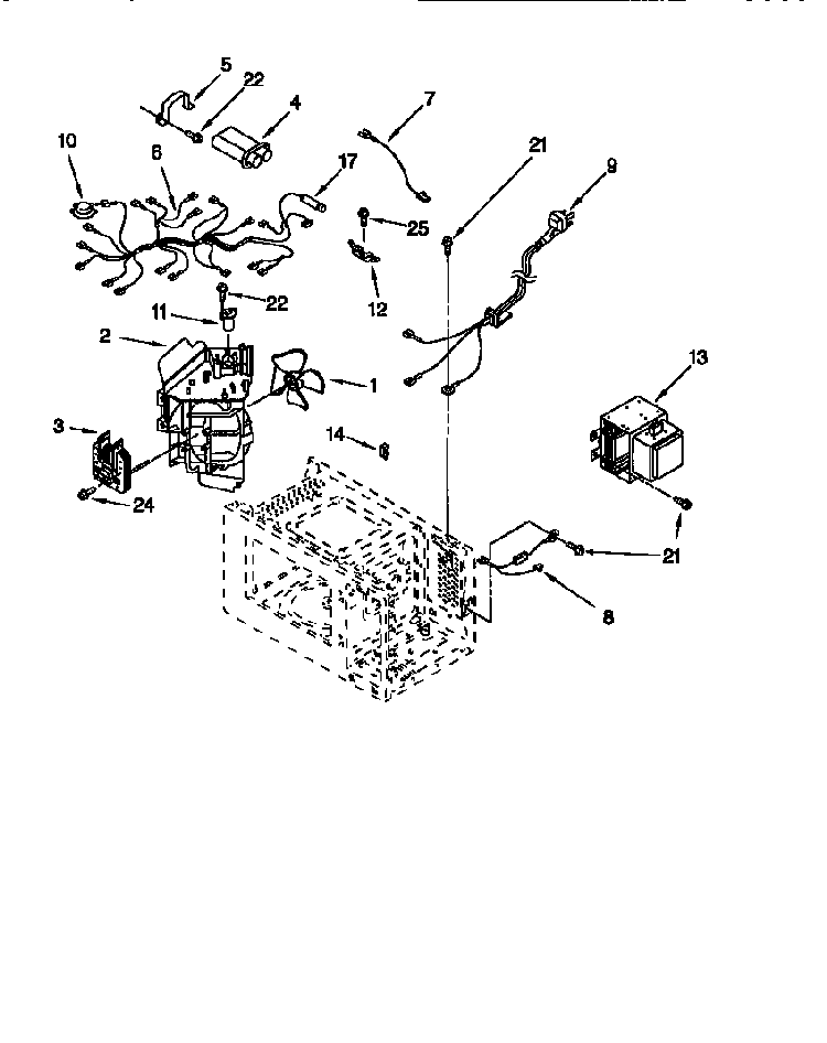 Oven Interior Diagram and Parts List for MT1135SGZ0  Whirlpool Microwave