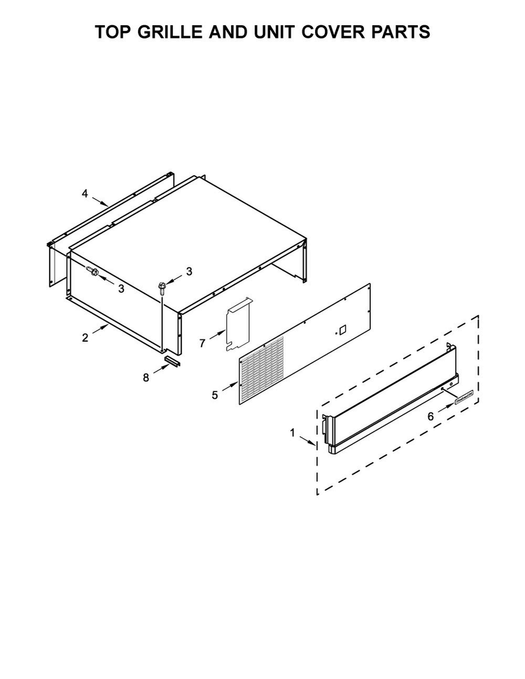 Top Grille And Unit Cover Parts Diagram and Parts List for KBSD618ESS01  KitchenAid Refrigerator