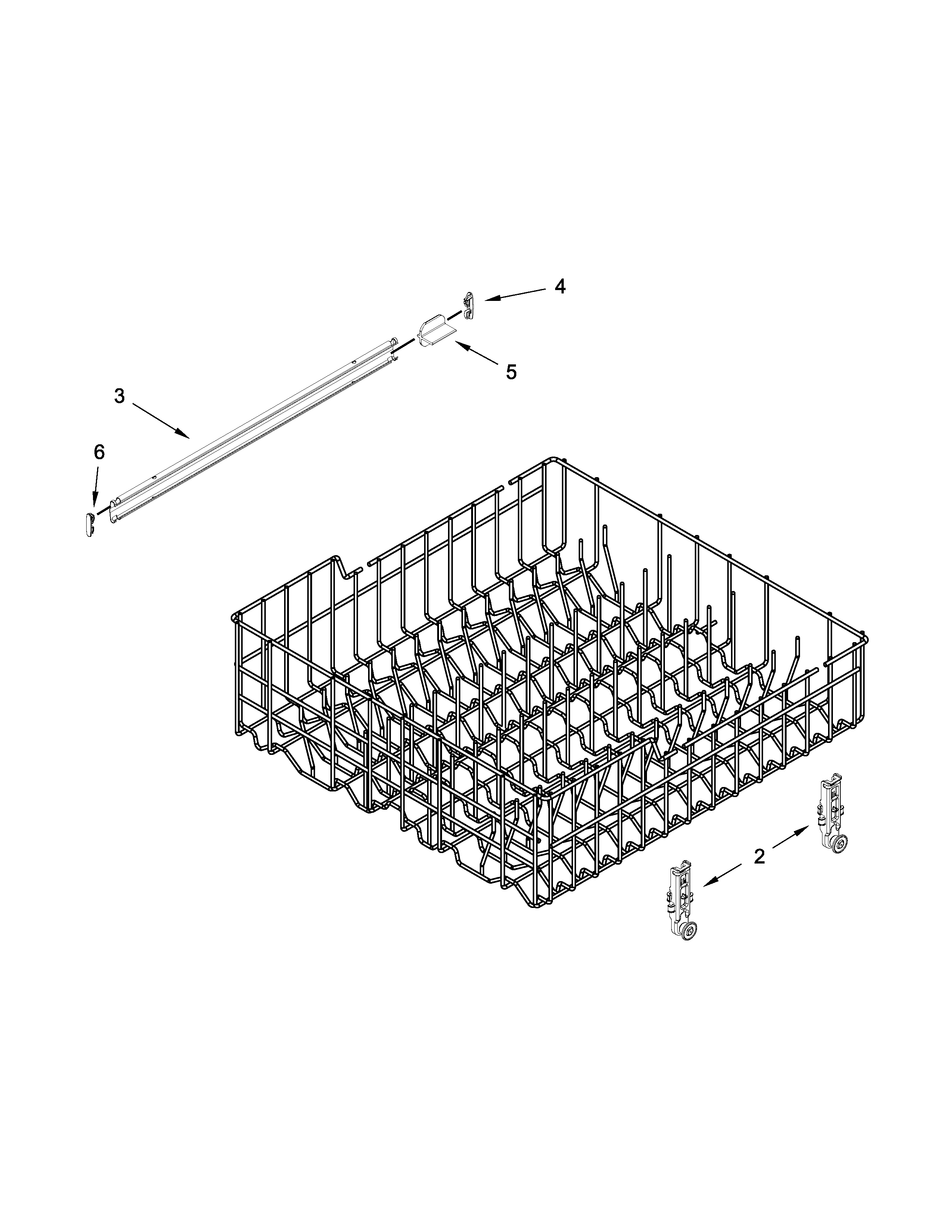 Upper Rack And Track Parts Diagram and Parts List for IDF320PAFW0  Whirlpool Dishwasher