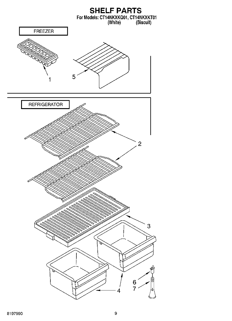 SHELF, OPTIONAL Diagram and Parts List for CT14NKXKT01  Crosley Refrigerator