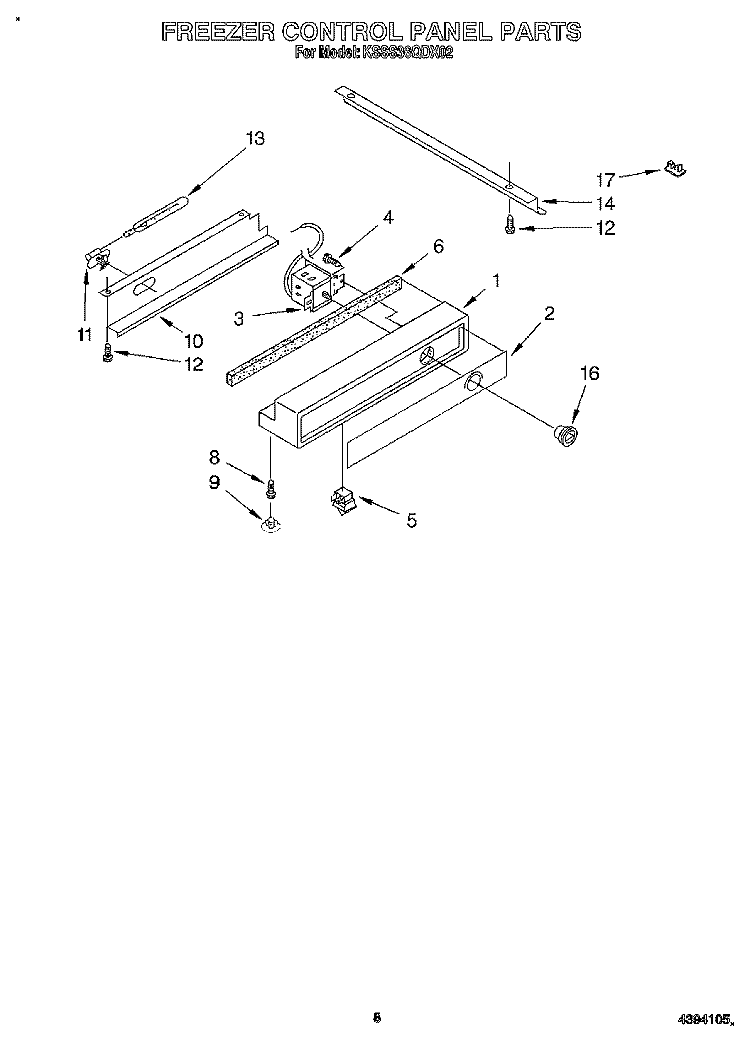 FREEZER CONTROL PANEL Diagram and Parts List for KSSS36QDX02  KitchenAid Refrigerator