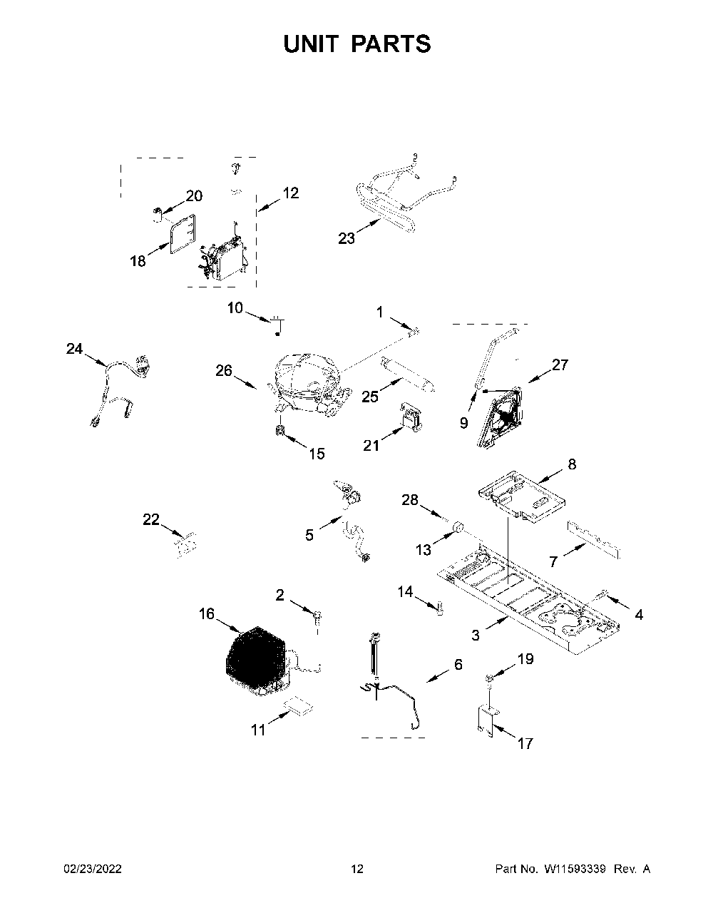 Unit Parts Diagram and Parts List for KRFC704FBS04  KitchenAid Refrigerator