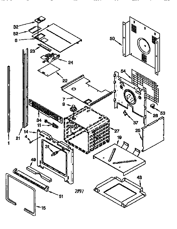 Oven Diagram and Parts List for KEBS277DHW2  KitchenAid Wall Oven