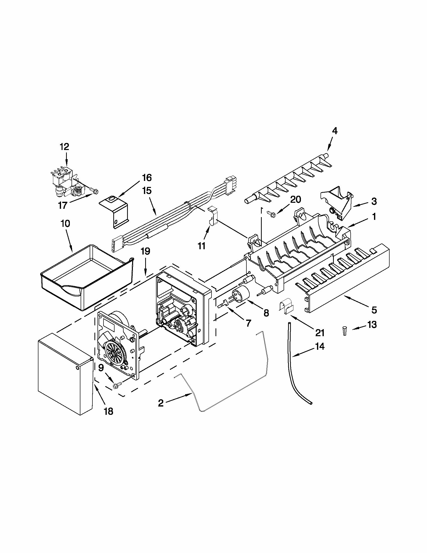 Ice Maker Diagram and Parts List for 59679323016  Kenmore Refrigerator