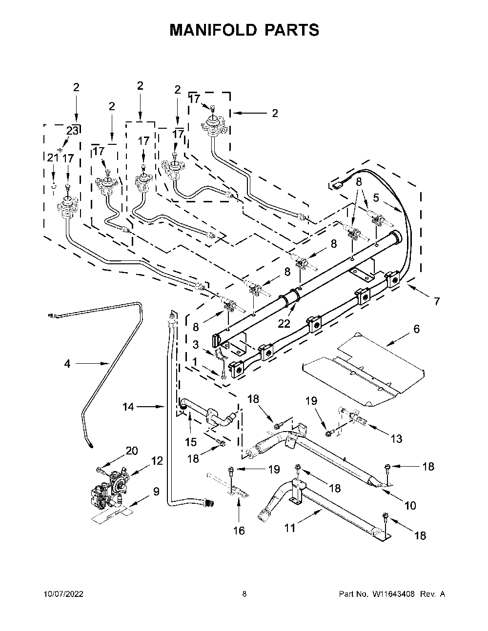 Manifold Parts Diagram and Parts List for KFGG504KPS3  KitchenAid Range