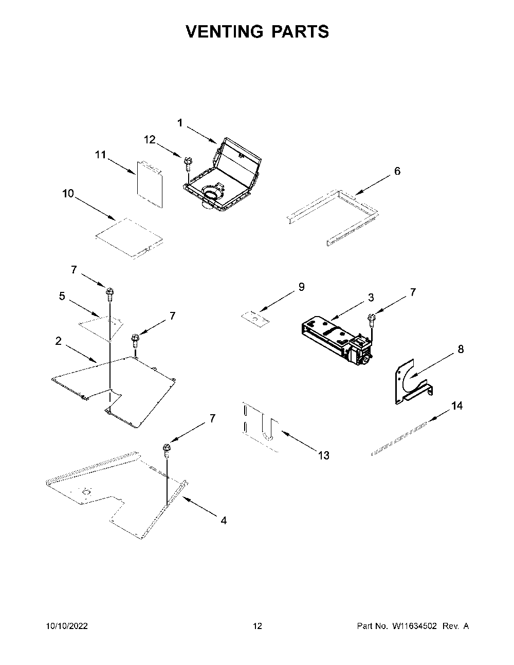 Venting Parts Diagram and Parts List for KFGC558JBK05  KitchenAid Range