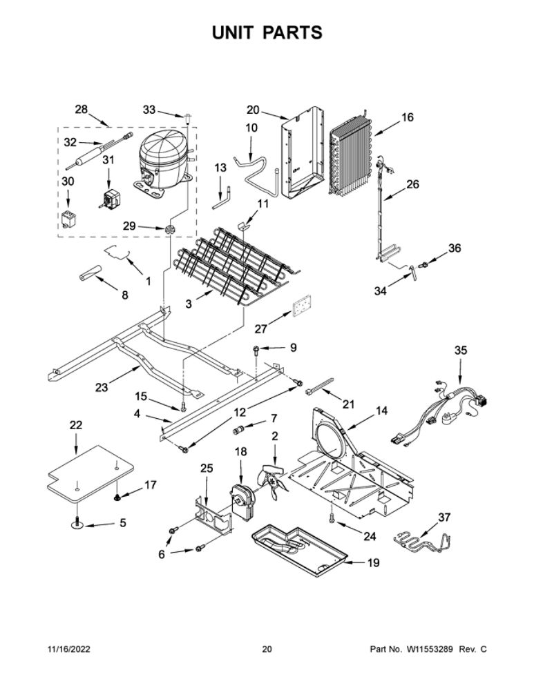 Unit Parts 2 Diagram and Parts List for WRS315SDHM08  Whirlpool Refrigerator