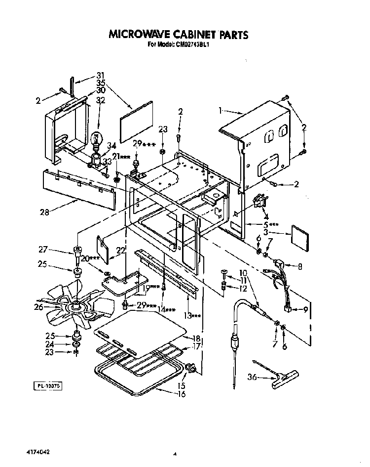Microwave Cabinet Diagram and Parts List for CMO2743BL1  KitchenAid Microwave