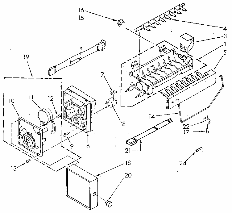 Icemaker Diagram and Parts List for 58RI  Whirlpool Refrigerator