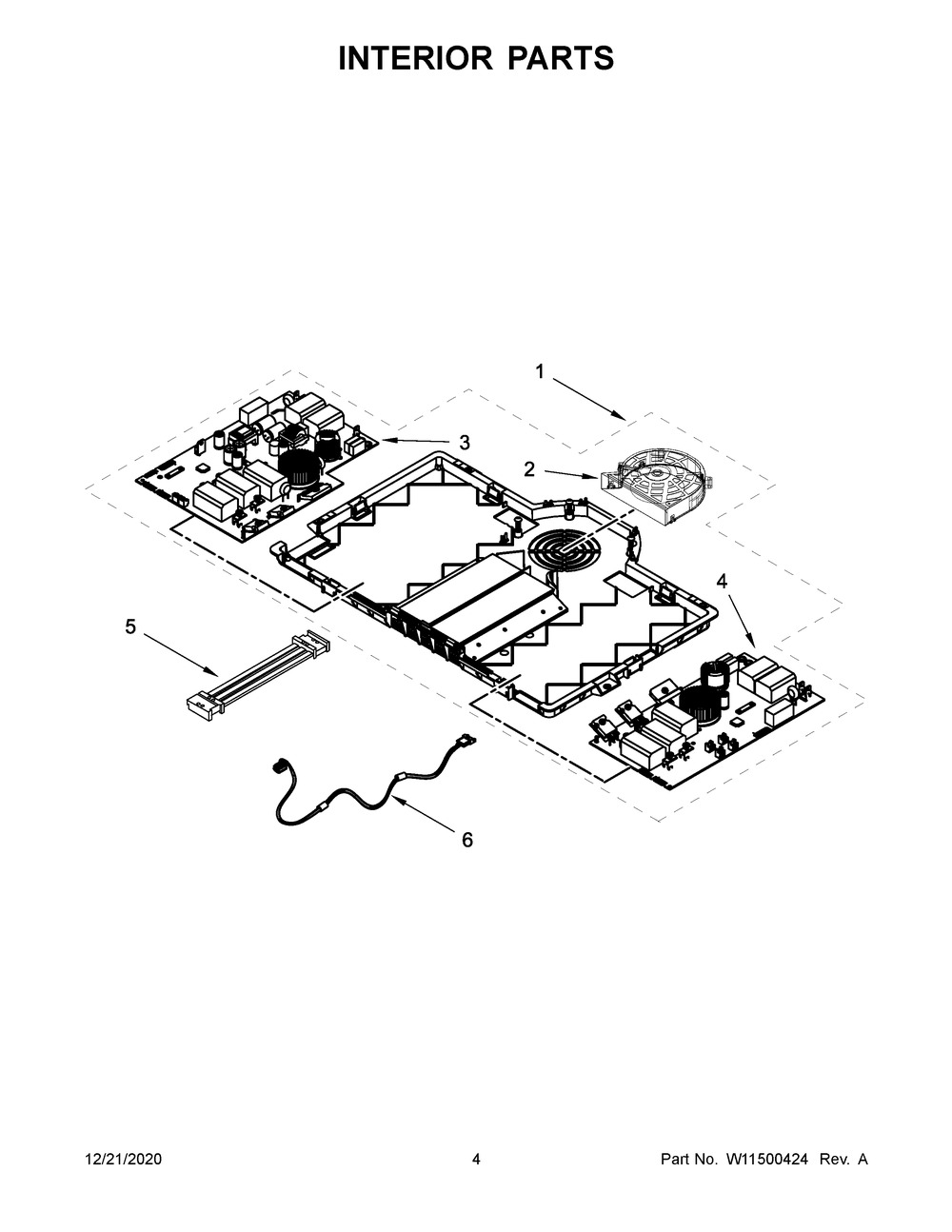 Interior Parts Diagram and Parts List for JIC4324KB00  Whirlpool Cooktop