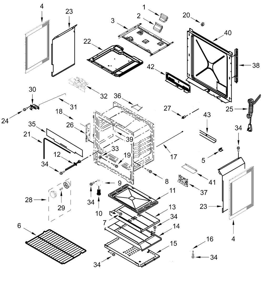 Chassis Parts Diagram and Parts List for WEG515S0LW3,WEG515S0LB3  Whirlpool Range