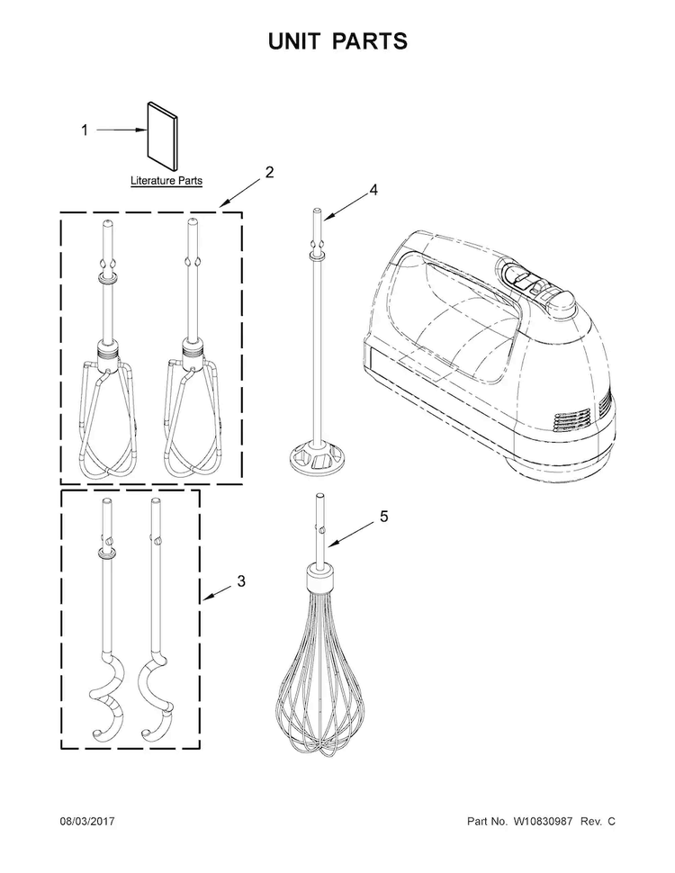 Unit Parts Diagram and Parts List for KHM926QGC0  KitchenAid Mixer