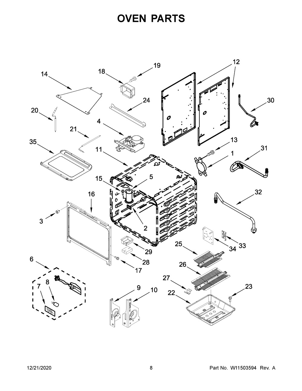 Oven Parts Diagram and Parts List for KFGC506JSS01  Whirlpool Range