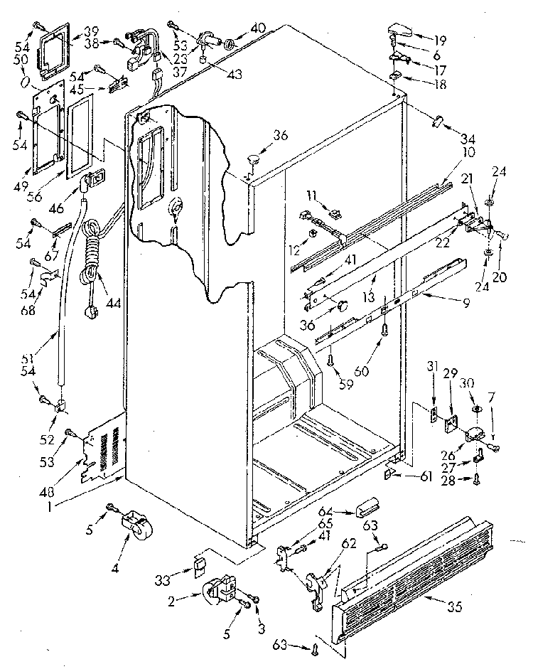Cabinet Diagram and Parts List for ET20AKXSN05  Whirlpool Refrigerator