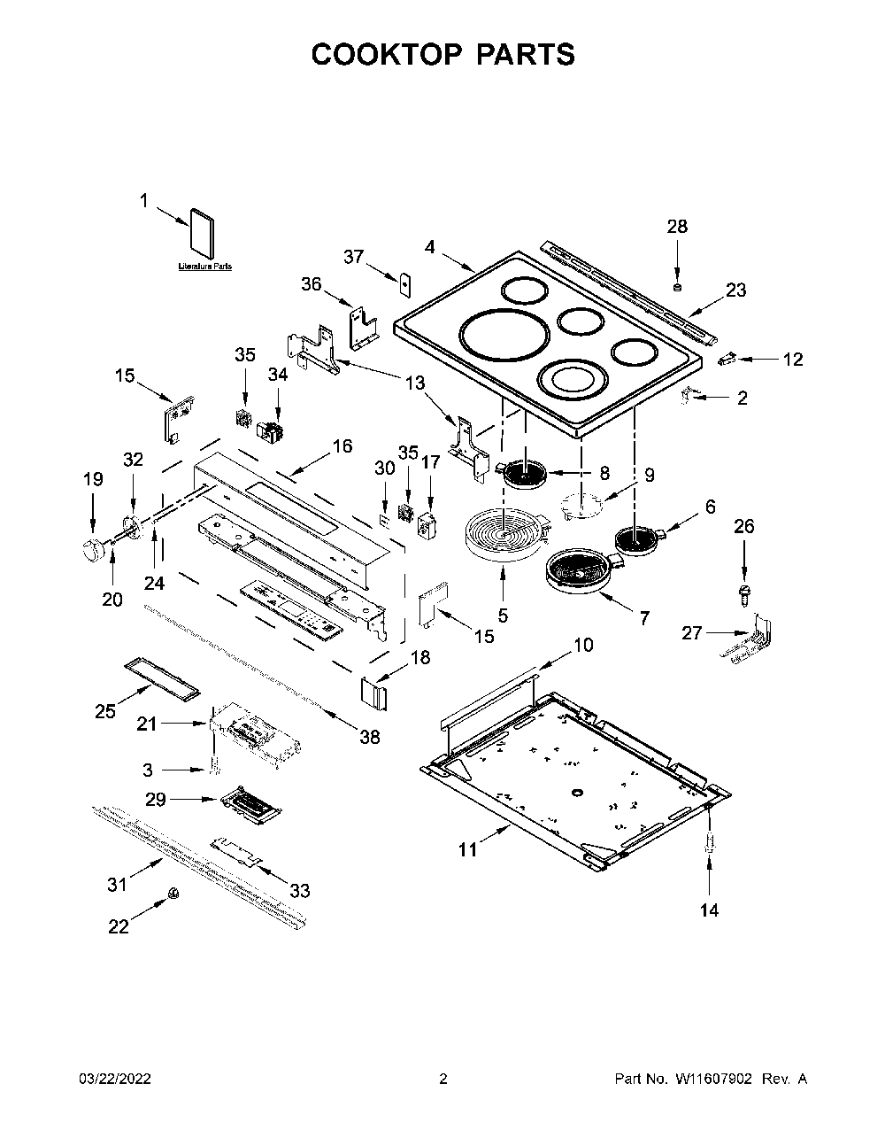 Cooktop Parts Diagram and Parts List for YKSEB900ESS6  KitchenAid Range