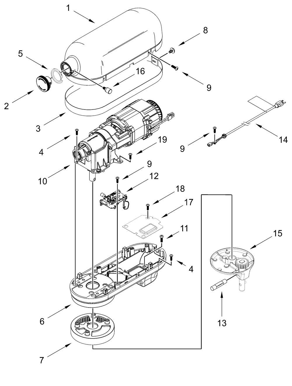 Case, Gearing And Planetary Unit Diagram and Parts List for 5KSM60SPXFER1,5KSM60SPXFCU1  Whirlpool Mixer