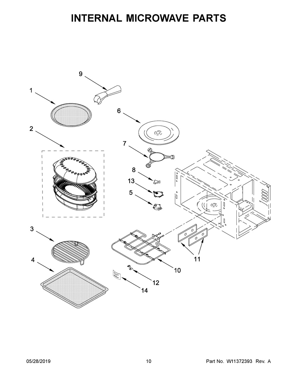 Internal Microwave Parts Diagram and Parts List for KMBP107ESS03  Whirlpool Microwave
