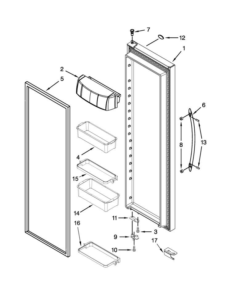Refrigerator Door Parts Diagram and Parts List for KSC24C8EYY03  KitchenAid Refrigerator