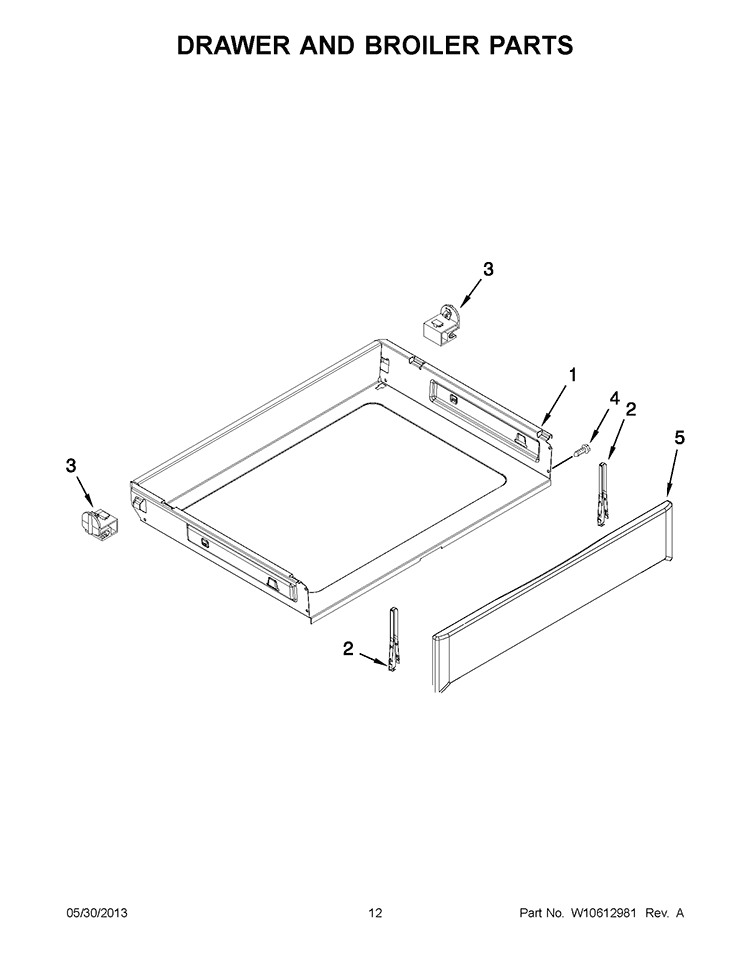 DRAWER AND BROILER PARTS Diagram and Parts List for WFG710H0AS0  Whirlpool Range
