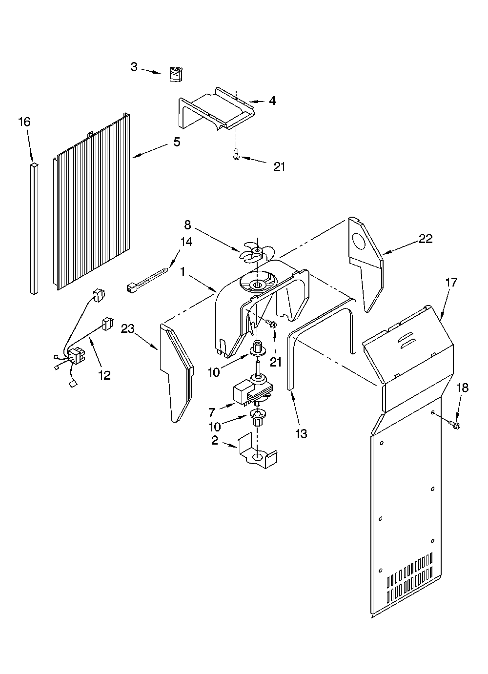 Air flow parts Diagram and Parts List for ED5SHAXMT10  Whirlpool Refrigerator
