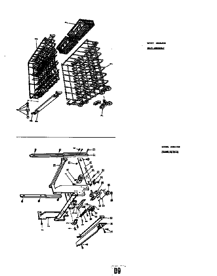 Rack Assembly Model 8586-h30 Diagram and Parts List for 8586H30  Roper Dishwasher