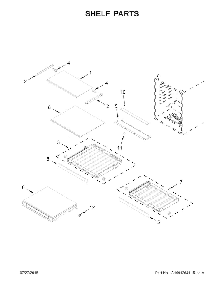 Shelf Parts Diagram and Parts List for KUBL304EBS00  KitchenAid Cooler