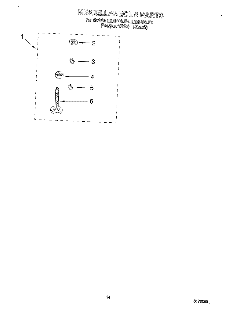 MISCELLANEOUS, OPTIONAL Diagram and Parts List for LSN1000JQ1  Whirlpool Washer